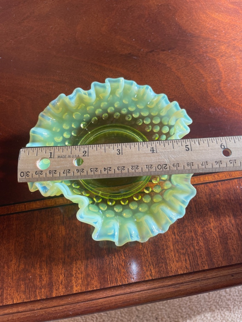 Fenton Topaz hobnail  Opalescent Ruffled Bon bon dish - - Picture 7 of 7